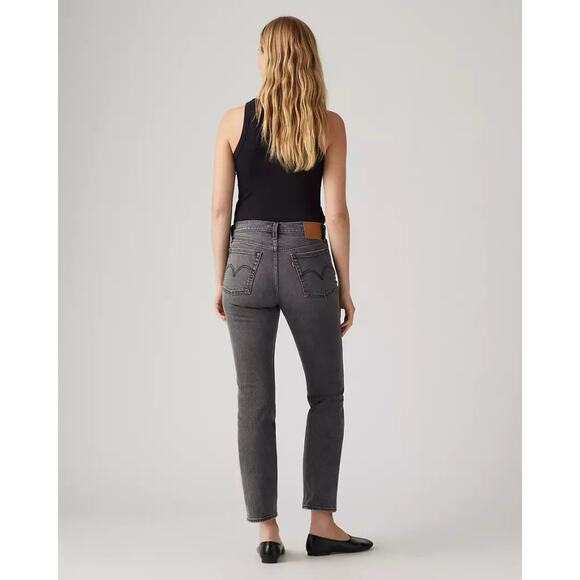 Levi's Wedgie Straight Fit Jean 27 Well Worn Black Grey High Rise Button Fly - Picture 3 of 11